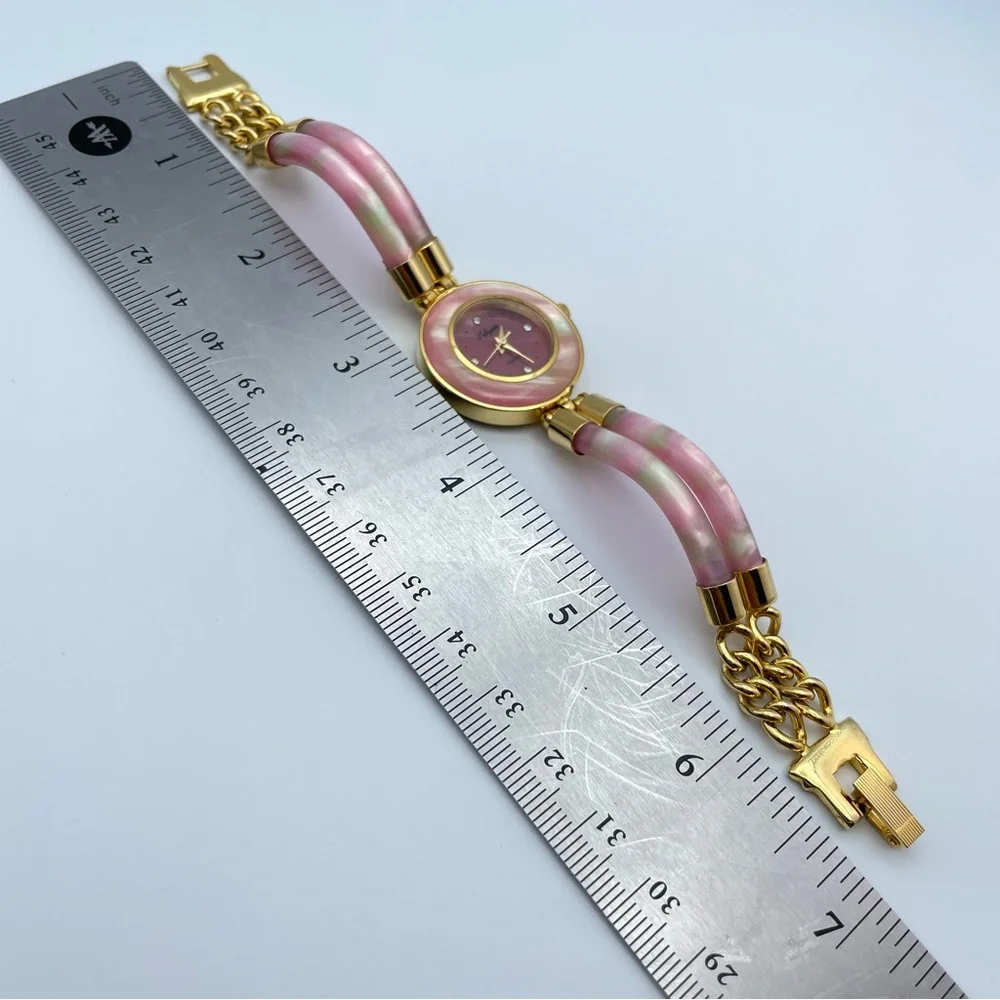 Lafayette Pink Mother of Pearl Bracelet Watch Gold Tone Quartz Brand New Battery